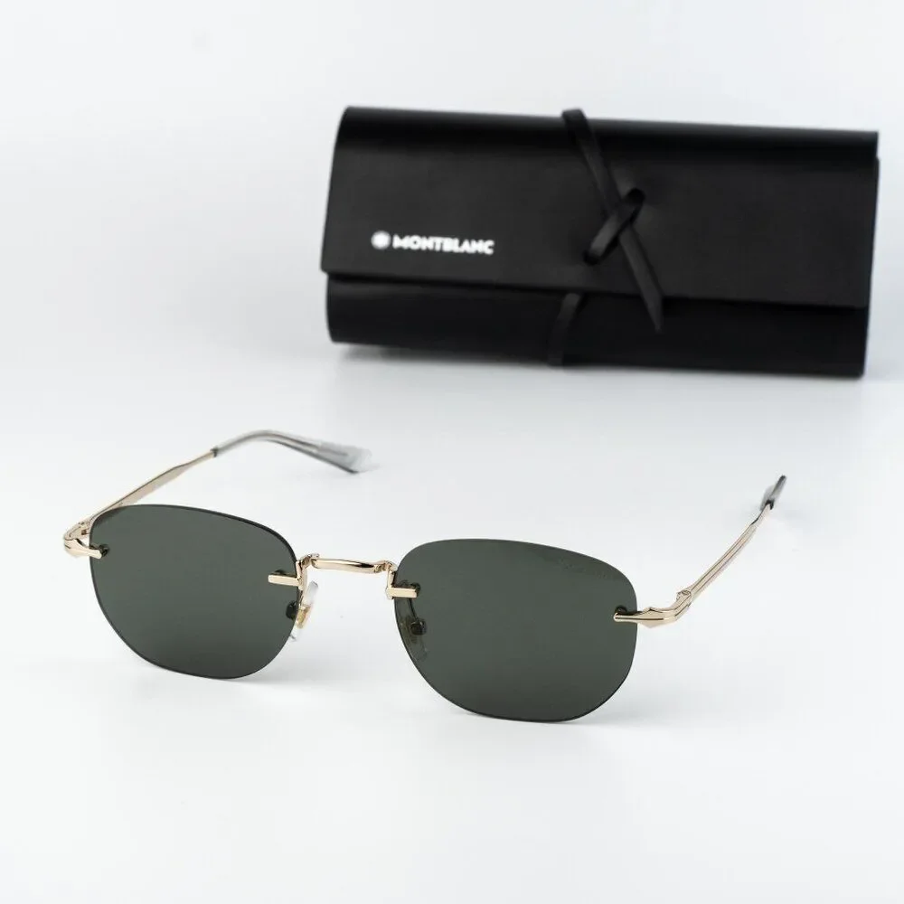 Montblanc Women Sunglasses Gold Grey Square Rimless MB0303S 001 NEW AUTHENTIC
